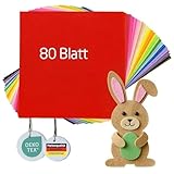 Miqio Bastelfilz | XL Bastelset 30x30cm - 80 Filzplatten zum Basteln und Nähen für Ostern (1mm) | Schadstoffgeprüfter Filzstoff