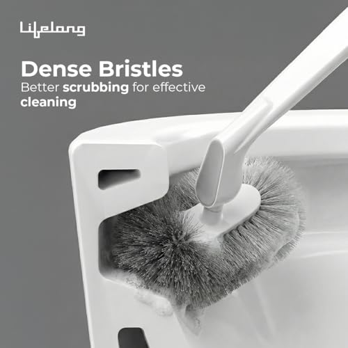 Image of Lifelong Premium Toilet Cleaning Brush with Holder | Deep Clean Toilet Bowl Scrubber Brush for Bathroom | Durable Long Handle Toilet Brush for Home, Hotel & Office Cleaning | Easy Grip Handles
