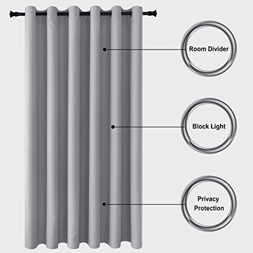 Image of DWCN Patio Sliding Door Curtains-Extra Wide Blackout Thermal Curtain Panel with Back Tab& Rod Pocket for Bedroom Partition, 100x96 Inches, Silver Greyes, Silver Grey