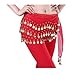 Viskey Fashion Chiffon Belly Dance Waist Chain with Golden Coins in 3-Layers,Red