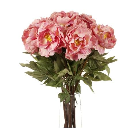Floral Elegance Artificial 78cm Single Stem Pink Peonies x 12 - Artificial Luxury Silk Flower Range Cover
