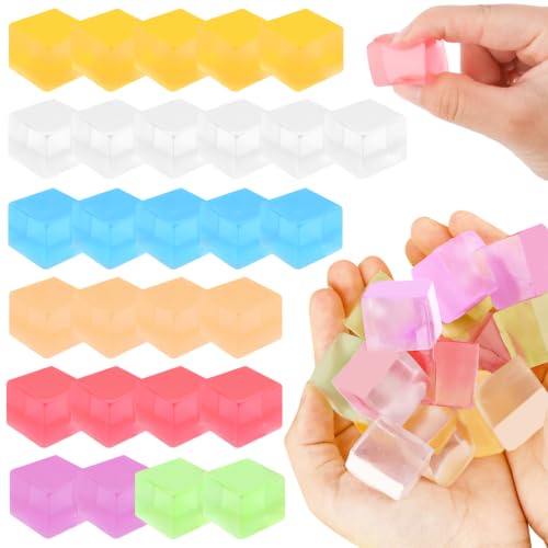 Hooqict 28Pcs Stress Cube Squishy Stress Balls Fidget Toys Square Squeeze Sensory Toys for Kids Adults Mini Squishies Stress Relief Party Gift Bag Fillers Birthday Goodie Bag Stuffers
