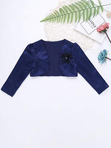 Kids Girls Long Sleeves 3D Flower Bolero Jacket Shrug Short Open Cardigan Sweater Dress Cover Up3
