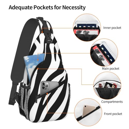 Bolso bandolera con textura cebra negra ajustable para mujer y hombre miniatura 4