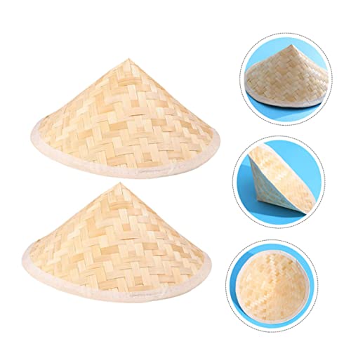 Kids Bamboo Sun Block Hat 2pcs Set Large UV Protection Pointed Cap for Boys and Girls for Outdoor Activities and Fishing Beige3