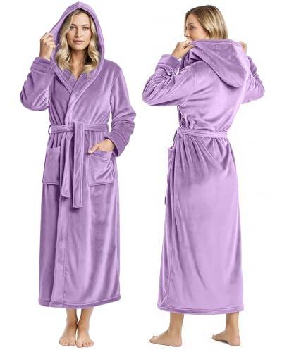 Image of Premium Ultra Soft Robes for Women with Hood Plush Fleece Long Bathrobe