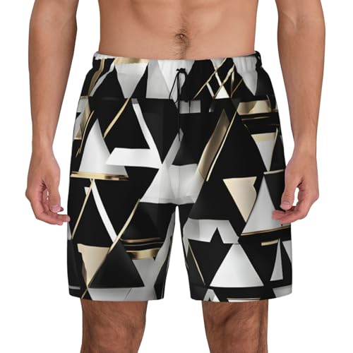 Short de bain moderne imprimé triangle haut de gamme coloris noir or