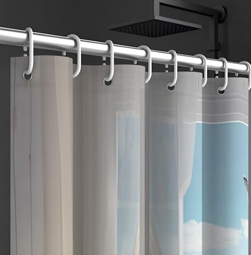 Rideau de douche 180 x 180 cm lavable avec 12 crochets inclus pour salle de bain