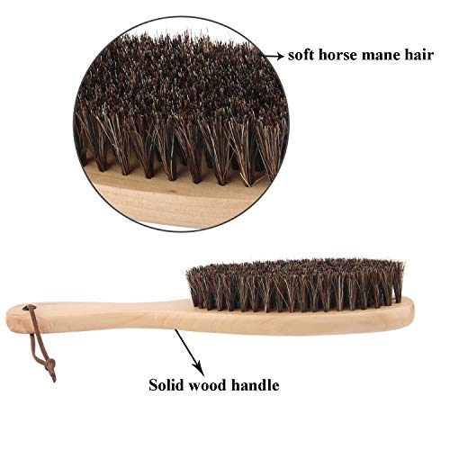Cokaka Clothes Garment Dust Cleaning Brush Lint Remover Brush With Genuine Soft Horsehair And Wooden Handle For Coat Men Suits Shoes Jacket Furniture Car Mat And Pet Hair (2-Pack) #TOP5