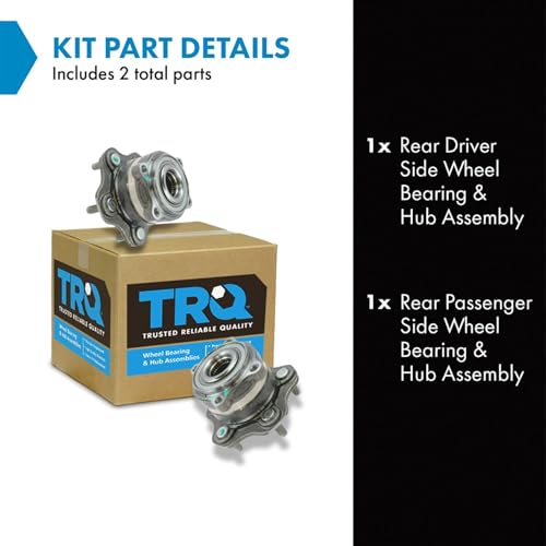 Image of TRQ Rear Left and Right Wheel Bearing and Hub Assembly Set 2 Piece Compatible with 14-22 Infiniti Q50 14-15 Q60 17-22 Q60 14-17 QX50 14-17 QX70 14-19 Q70 15-19 Q70L 2015 Q40 09-20 Nissan 370Z