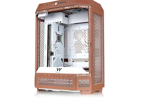 Gabinete Thermaltake Tower 600 Mocha Mousse Mid Tower para PC con diseño vertical y soporte para E-ATX y ATX, vidrio templado, soporte para radiador de 420 mm miniatura 7