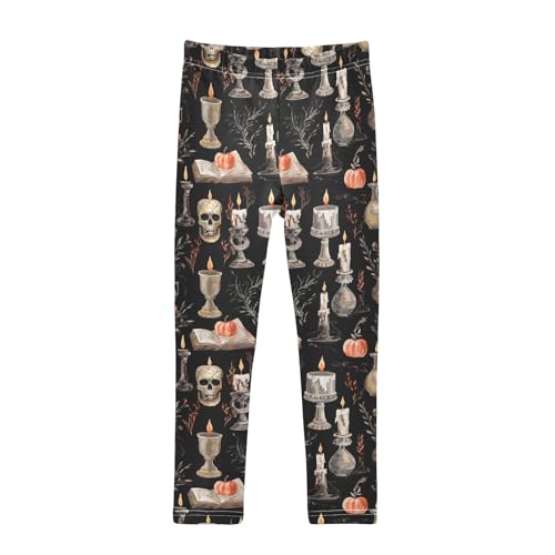 senya Girls Printed Leggings Yoga Pants Halloween Candle Pattern for Kids in 4t to 10 Years, 4T