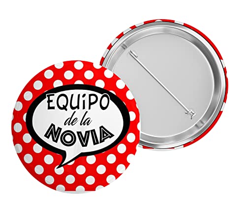 Chapas Alfileres despedida de soltera - Regalos despedida amiga - alfileres boda para invitados - kit despedida de soltera - accesorios novia despedida (Puntitos Rojos)