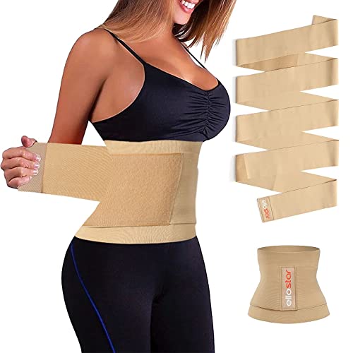 Ellostar Waist Wrap Waist Trainer Tummy Control Band Waistline Bandage Body Shaper, Sweat Shapewear, Workout Belt Daily Use (Beige) #TOP10