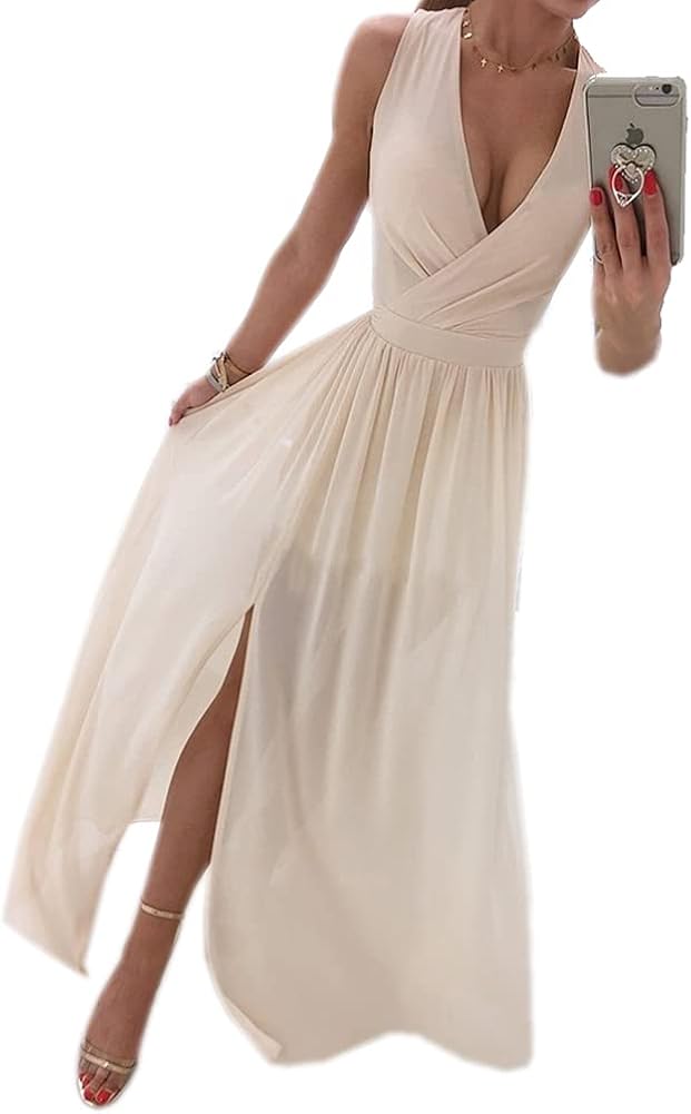 Jsmiten Women's Solid Tank Top Dresses Women Summer Casual Maxi Dresses