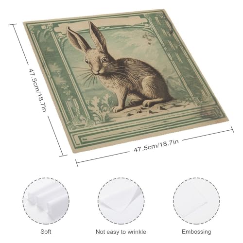 Servilletas de tela con diseño retro de conejo, set 2 miniatura 2