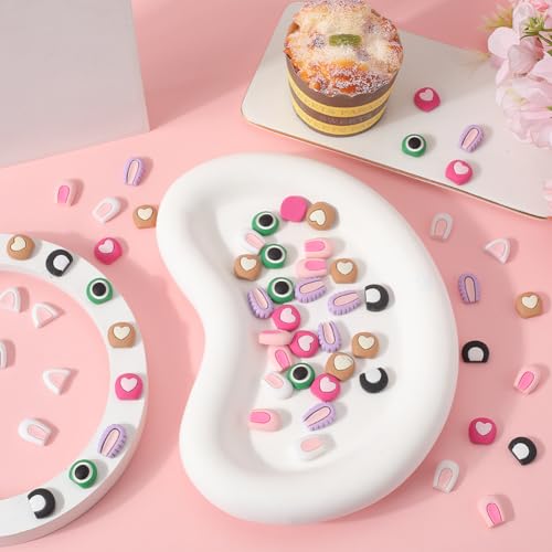 SUNNYCLUE 1 Box 96Pcs 8 Styles Cute Cabochons Mini Resin Charms Flatback Cartoon Animal Cat Rabbit Bear Pink Ears Round Eyes Colorful Kawaii Cabochon for Scrapbooking Embellishments DIY Craft Hairpin - Image 4