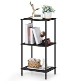 ETELI 3 Tier Tall End Table 31.6' Height Telephone Table Tall Side Table with Storage Small Sofa Entryway Table Night Stand with Metal Frame for Living Room Bedroom Bathroom Kitchen, Black
