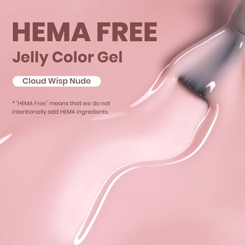 Image of Beetles Cloud Wisp Nude Gel Nail Polish - 15ML Full Size Neutral Jelly Pink Nail Polish Base Color Nail Concealer Sheer Translucent Effect Soak Off UV LED French Nail Art Salon DIY Manicure Gifts