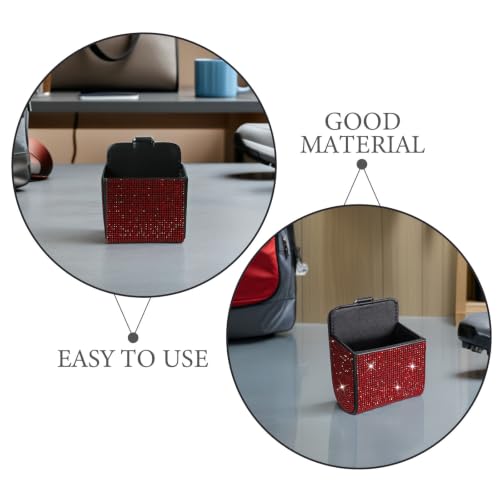Sewroro 2pcs Car Vent Storage Organizer Pouch with Leather Rhinestone, Stable Vent Design and Quick Installation, Stylish Sparkle Holder for Keys and Sunglasses, for Car Interior - Image 3