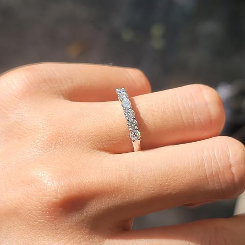 DovEggs Moissanite Half Eternity Band, Wedding Rings for Women, 0.6ctw GHI Color Lab Created Diamond 14k Gold Quality Sterling Silver Rings Moissanite Stackable Engagement Ring Anniversary Band3