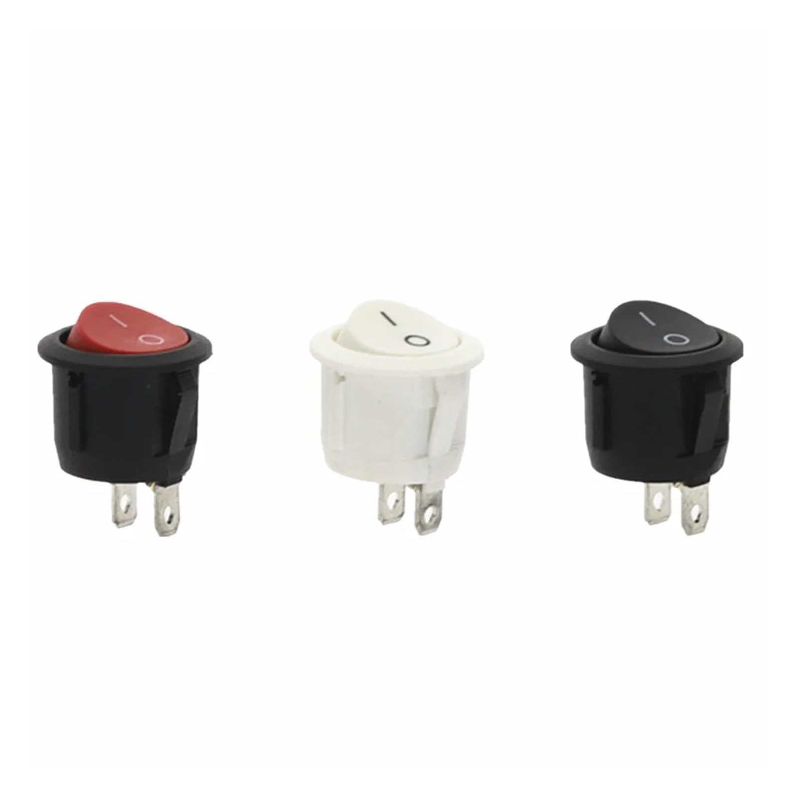 10Pcs 20mm ON/Off Round Rocker Toggle Switch 6A/250VAC 10A 125VAC Push Button Switch Red Black White(Red)