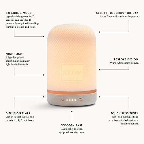 NEOM – Essential Oil Diffuser for Home | Wellbeing Aromatherapy Diffusers | Ceramic Cover, LED Light & Timer | Best for Medium Spaces | Plug in Diffuser for Essential Oils | Home Fragrance by Neom - Image 2