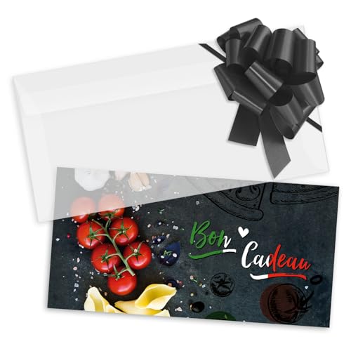 Bon Cadeau de Table Italienne POS BON avec Enveloppe et Ruban Élégant x100