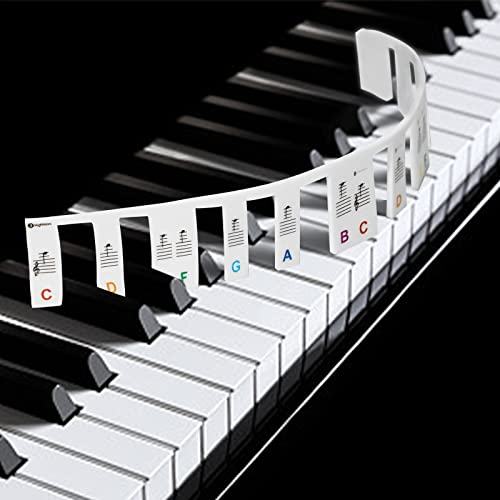 Silicone Piano Key Stickers Rainbow Colors 88-Key Full Size Piano Keyboard Stickers Piano Notes Guide Piano Key Labels Overlay Removable For Beginners Kids #TOP1