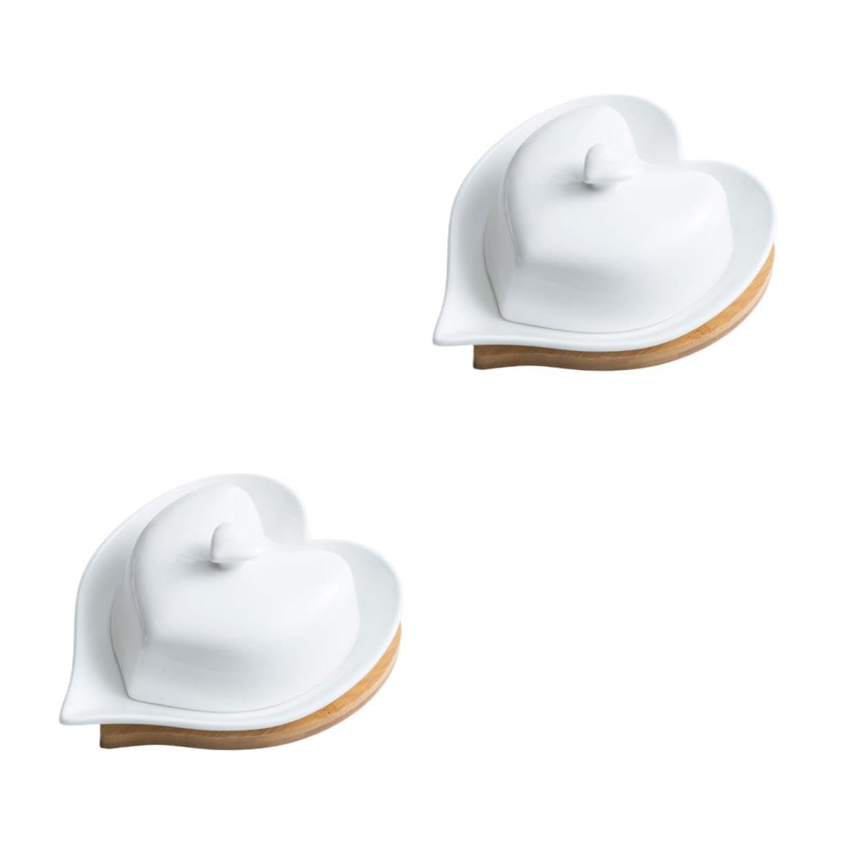 OUNONA 2 Juegos Plato de Decorativo de Cerámica con Tapa Juego de Azucarero y Lechero Diseño Corazón Utensilios de Mesa para Hogar