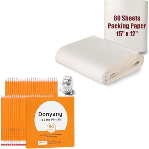 15" x 12" Packing Paper Sheets for Moving Supplies & Pre-Sharpened #2 Pencils with Erasers Cover