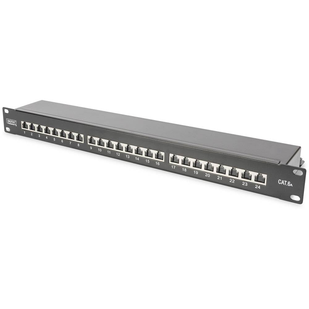 DIGITUS Panneau de Brassage – Cat 6A – 19 Pouces 1U – 24 Ports RJ45