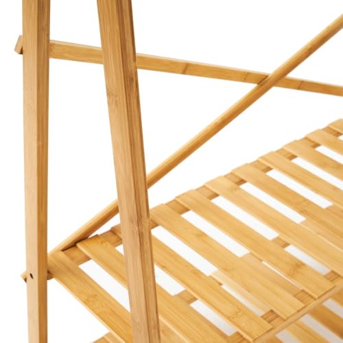 DRW Bodenregal mit 1 Stange und 2 Einlegeböden aus Holz in Natur