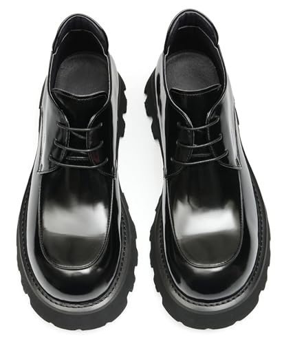 Santimon Mens Oxfords Boots Formal Dress Ankle Low Top Boots Fashion Patent Leather Thick-Soled Chelsea Boots Prom Wedding Tuxedo Business Causal Lightweight Chukka Boots for Men4