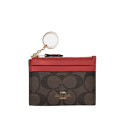 Coach Women`s Mini Skinny Id Case In Signature Canvas (One Size, Im(88208)/Brown Red) #TOP23