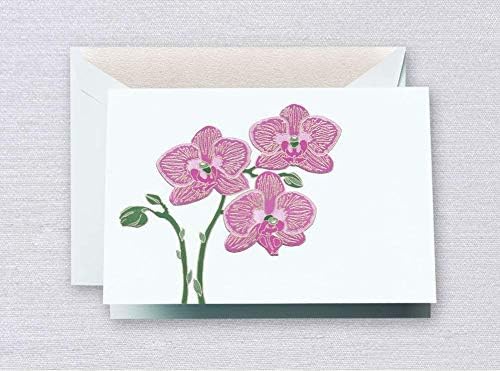 Crane & Co. Engraved Violet Orchid Note with Lined Envelopes- Pack of 10 Cards