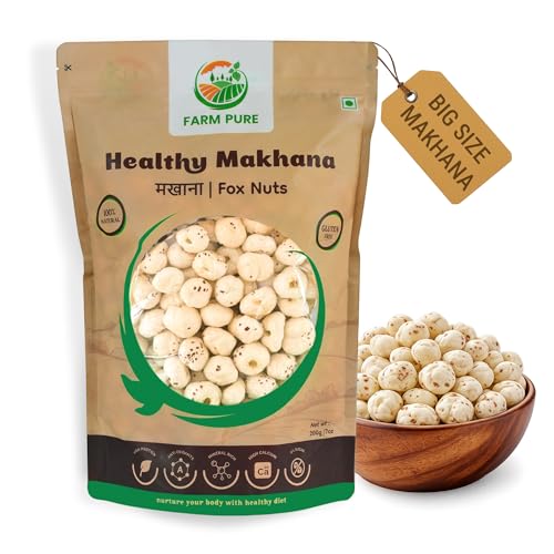 Image of FARM PURE Premium Phool Makhana | Fox Nuts 200g x 1 Pack | Crunchy Roasted Lotus Seeds | Gluten-Free, Low-Calorie, Healthy Snacking, Fasting | Farm Fresh & Preservative-Free I Makhana for Prasadam