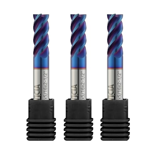 Image of 3PCS 5 /16 inch Tungsten Carbide End Mill Set with Nano Coated, 4 Flute Micro-Grain Endmills CNC Milling Cutter Bits for Stainless Steel - HRC65