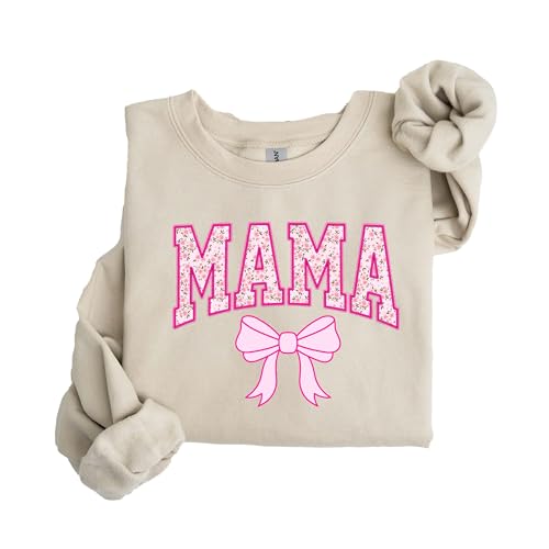 Coquette Mama Sweatshirt, Pink Ribbon Sweatshirt, Floral Mama Sweatshirt, Mama Pink Bow Sweatshirt, Sweatshirt Gift for New Mom To Be, Mom Sweatshirt