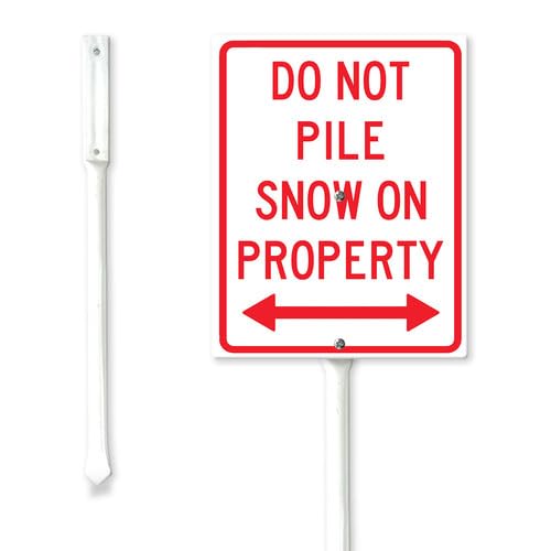 Geroclonup Do Not Pile Snow on Property Yard Sign with Stake Rustproof Reflective Aluminum Yard Decoration Standing Garden Signs Winter Sign for Outdoor Decor 11.5x15cm