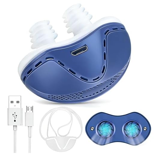 Anti Snoring Devices, Electric Anti Snoring Device, Effective Snoring Prevention, Sleep Apnea Devices for Men and Women, Adjustable Wind Speed, Suitable for All Nose Shapes, Blue-RR77