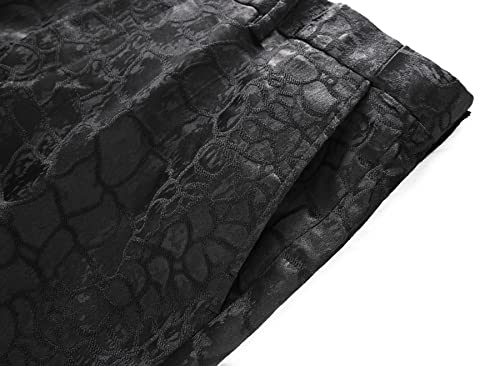 MOGU Mens 2 Piece Double Breasted Suit Jacquard Slim Fit Formal Groomsmen Wedding Party Black Tuxedo4