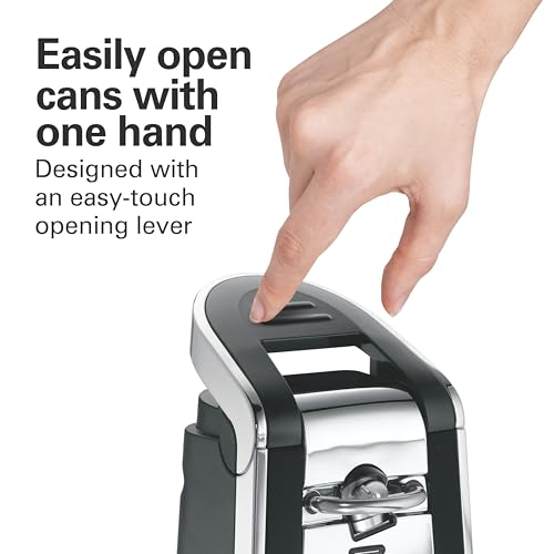 Hamilton Beach Smooth Touch Electric Automatic Can Opener with Easy Push Down Lever, Eliminates Sharp Edges, Opens All Standard-Size and Pop-Top Cans, Extra Tall, Black and Chrome (76606AG) by Hamilton Beach - Image 4