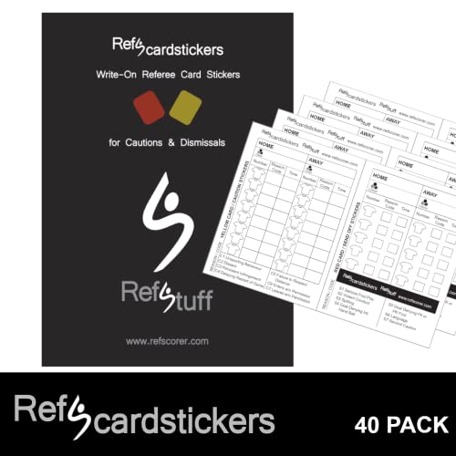 RefStuff RefScardstickers - Football Soccer Referee Write-On Referee Card Match Day Record Stickers (Pack of 40)