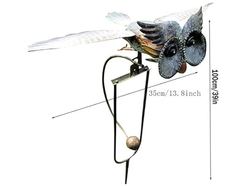 Cnpop 13.8Inch Metal Owl Garden Stake Decor,Outdoor Metal Windmills Decor,Life-Like Garden Art Bird Patio Decoration, Yard Stake Rocking Wind Spinner For Outdoor Garden Lawn Yard Decorations (A) #TOP7