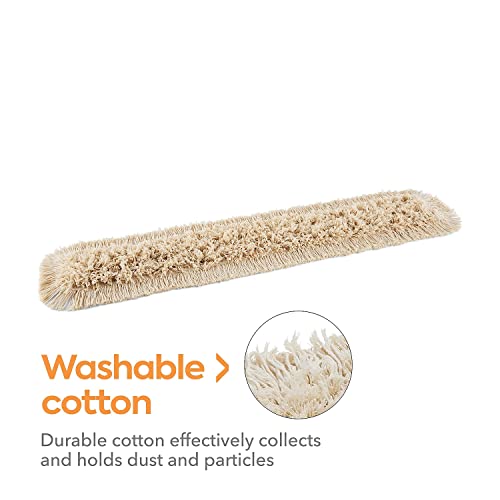 Image of Coastwide Professional Cut-End Dust Mop Head, Cotton, 48x5 In, White | Replacement mop head for sweeping dust and debris on facility floors.