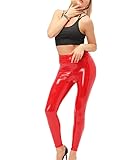 Liquid High Waisted PU-Leggings für Damen mit schmaler Passform, engem Bein, hoher Taille, Wetlook-Leder, Stretch
