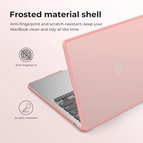 Image of BlueSwan Hard Shell Case Compatible for Apple Macbook Air 13 inch M5 2026 2025 2024 2022 M4 M3 M2,A3449 A3240 A3113 A2681,Air 13.6 Matte TPU Frame Anti-fingerprint Laptop Protective Cover-Frosted Pink