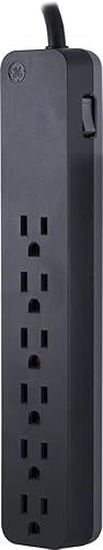 Miniatura 13 de GE Pro 37052 Protector SurGE de 6 tomas, cable de extensión de 8 pies, 1560 julios, enchufe plano, disyuntor integrado, montaje en pared,