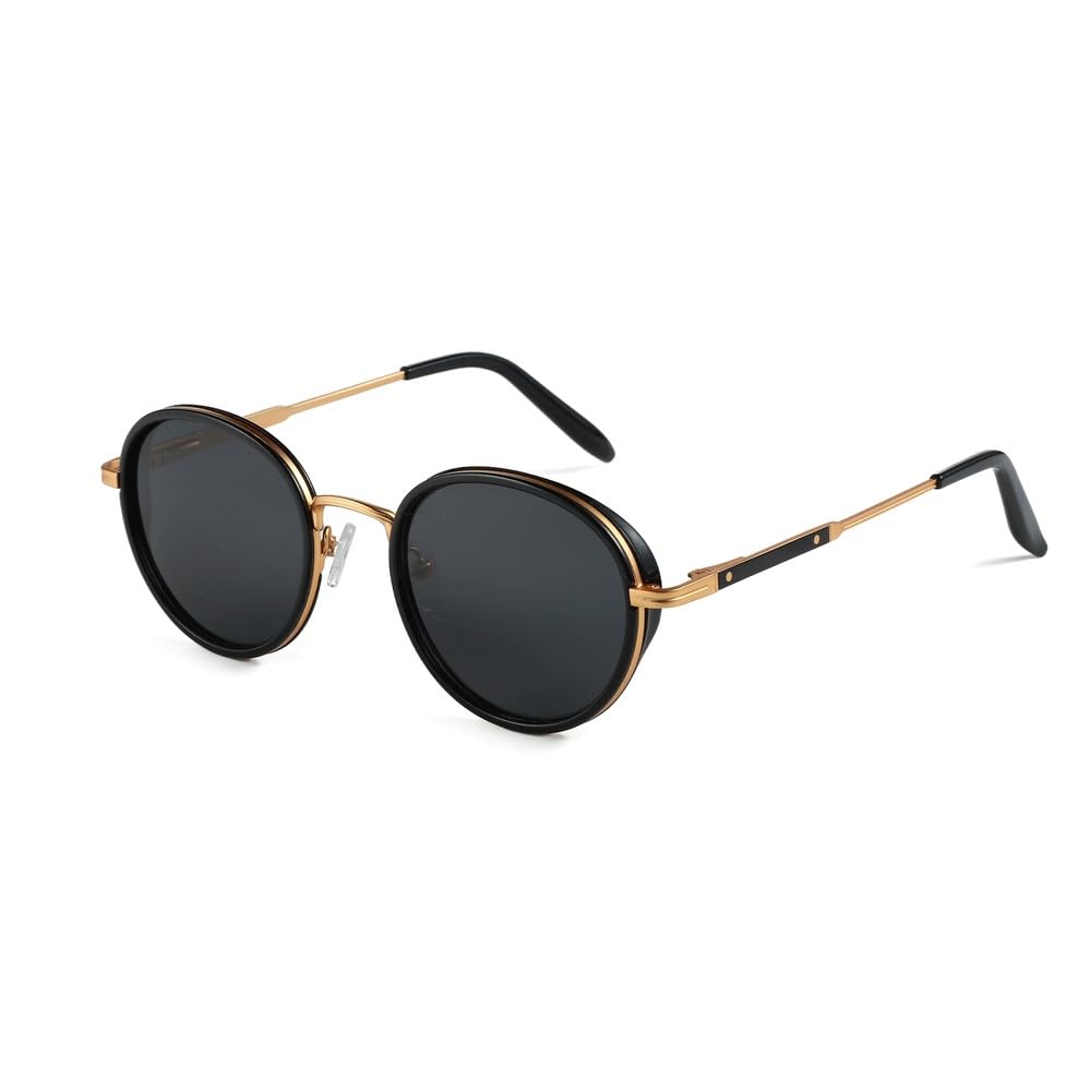 Occhiali da sole Steampunk rotondi con specchio polarizzato (01 colore) Occhiali da sole per donna e uomo, tonalità vint